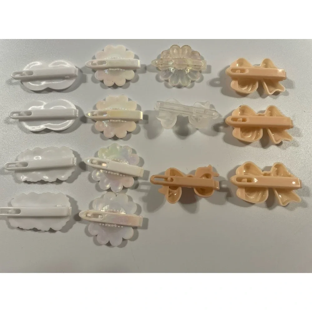 Vintage Lot Hair Clip‎ Butterfly Flower Bows White Iridescent Holo 80s 90s Y2K